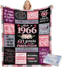 60th Birthday Gifts for Women 60 Year Old Gifts 1966 Blanket With gift box ...