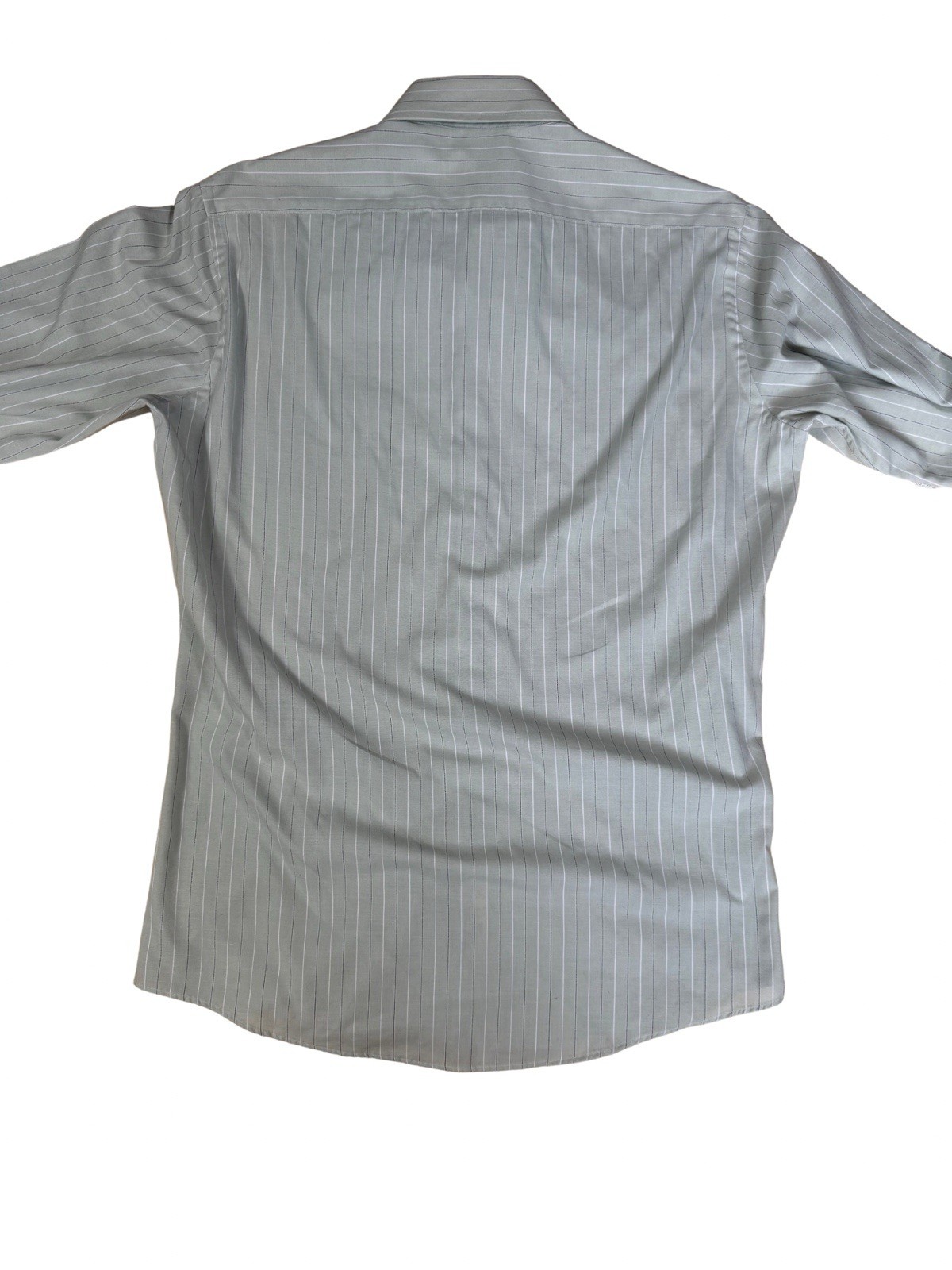 Yves Saint Laurent Vestito Camicia Uomo 15 5 32 33 Grigio Blu Gessato YSL Chemises