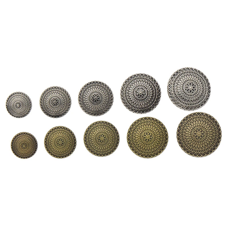 10x Sewing Metal Buttons Round Silver Bronze Flower Carved Sewing Supplies - Image 4 of 4