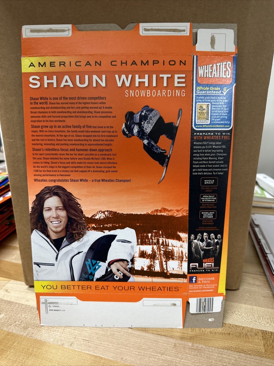 2011 Wheaties Shaun White Snowboarding Champion10.9 oz Empty Flat