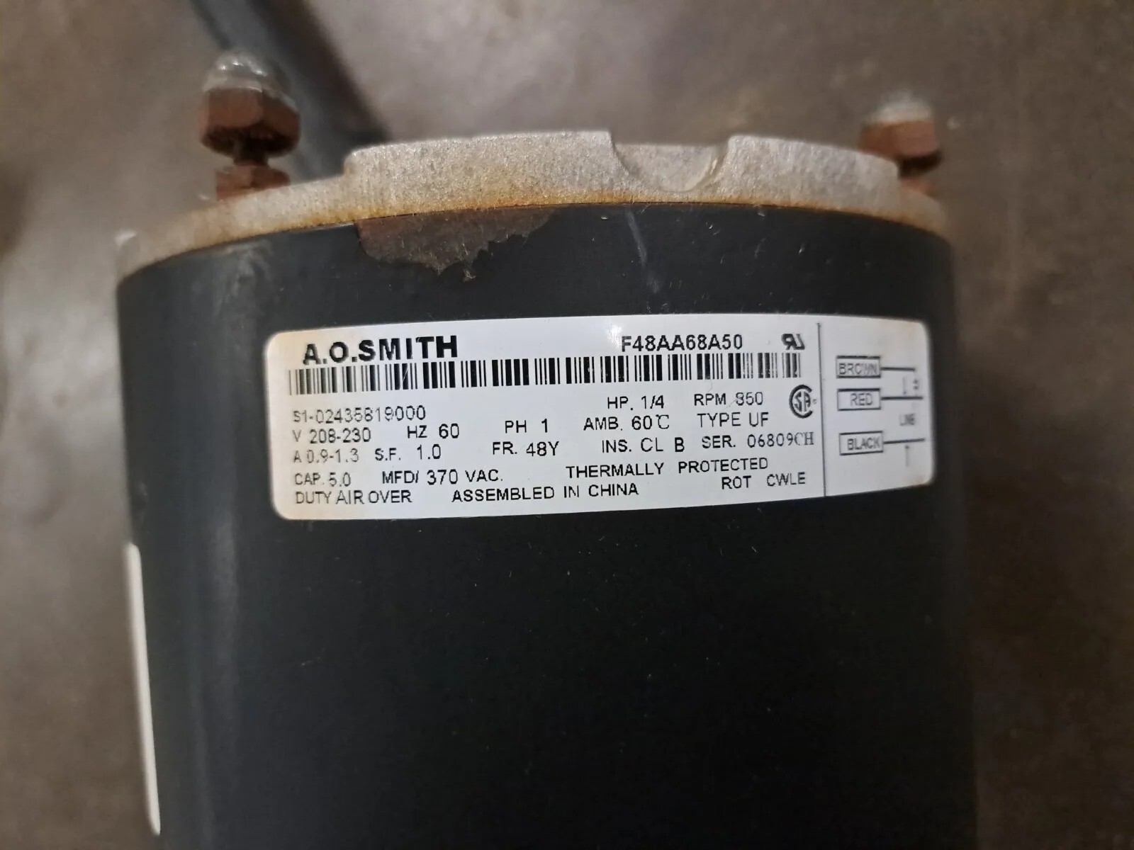 F48AA68A50 York Coleman Luxaire Genteq/A.O. Smith OEM Condenser Fan Motor |  eBay