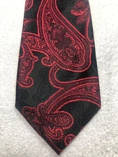 BERGAMO NEW YORK MENS TIE BLACK WITH RED 3.25 X 60 NWOT