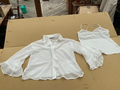 Morella Damen Seiden Bluse Top Weiß UK 8 Neu