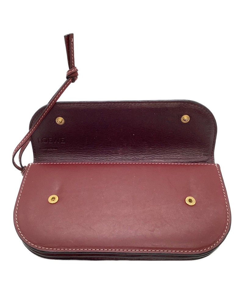 Loewe Anagram Wine Red Flap Snap Closure Side Handle Gold Hardware Long