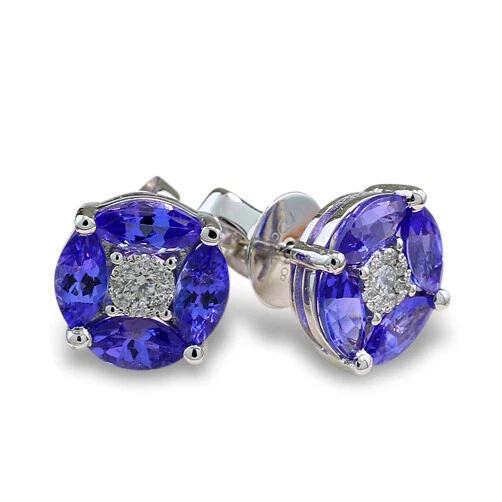Orecchini Pendenti Artigianali In Argento 925 Con Tanzanite Blu Creata In Laboratorio, Lunghezza 2.50 - Foto 6