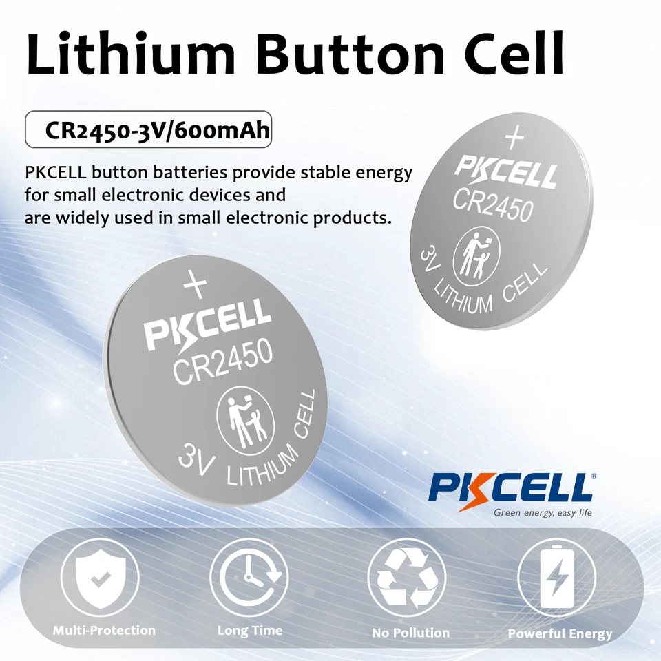 Baterías de reloj de celda de moneda de litio de 3 voltios CR2450 ECR2450 5029LC 20 piezas súper frescas Foto 4 de 4