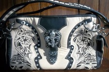 Womans Western Beige/Black Rhinestone Handbag - NWOT'S