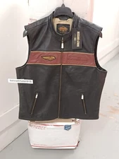 HARLEY DAVIDSON 120TH ANNIVERSARY LEATHER VEST 97036-23VM BLACK MENS SIZE XL