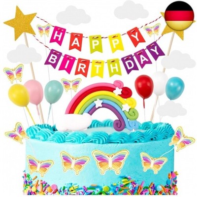 Tortendeko Geburtstag, Macaron Kuchen Deko, Happy Birthday Tortendeko, Cake