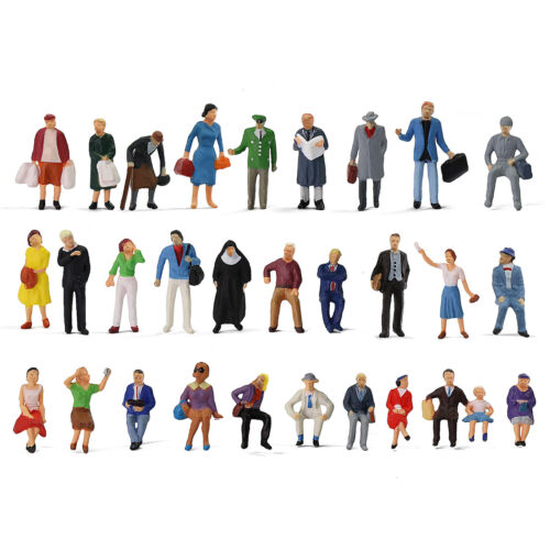 30pcs HO Gauge 1:87 Standing Seated Passenger People Different Model Figures - Photo 1/6