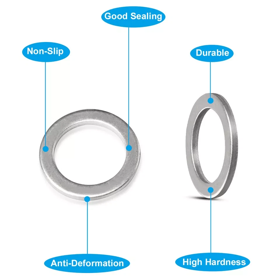 Juntas de arandelas trituradoras de tapón de drenaje de aceite de aluminio M14 50 piezas para MAZDA Foto 3 de 4