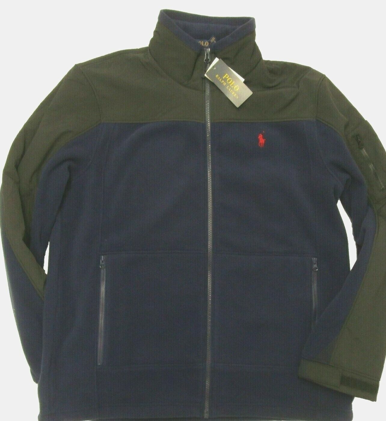 Polo Ralph Lauren Men's SZ XL Navy Color block Full Zip Fleece 