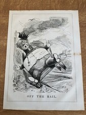 original 1849 print - off the rail ( victorian politics )
