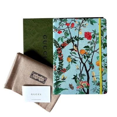 NEW Gucci Tian Print Large Luxury Notebook Blue Floral Journal in Gift Box - Image 1 of 4