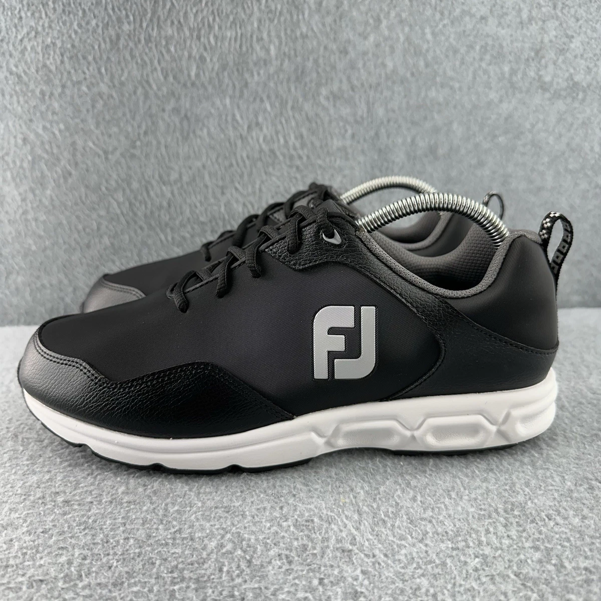 Mens FootJoy Size 8.5M Lace Up Saddle Spike‎ Golf Shoes 45534 Black FootJoy W Black Golf Shoes for Men for sale | eBay main image 3