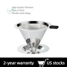 Pour Over Coffee Dripper Slow Drip Paperless Coffee Filter Double Mesh Stainless