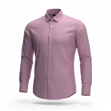HUGO BOSS Sharp Fit Dress Shirt  17.5 | 34/35 — Pink Micro-Houndstooth