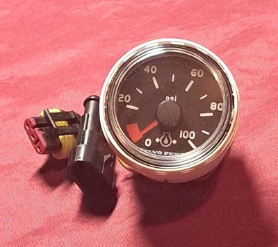 Volvo Penta OEM 874919 Black Eng Oil Press Gauge 0-100 PSI Range 52mm dia, NEW