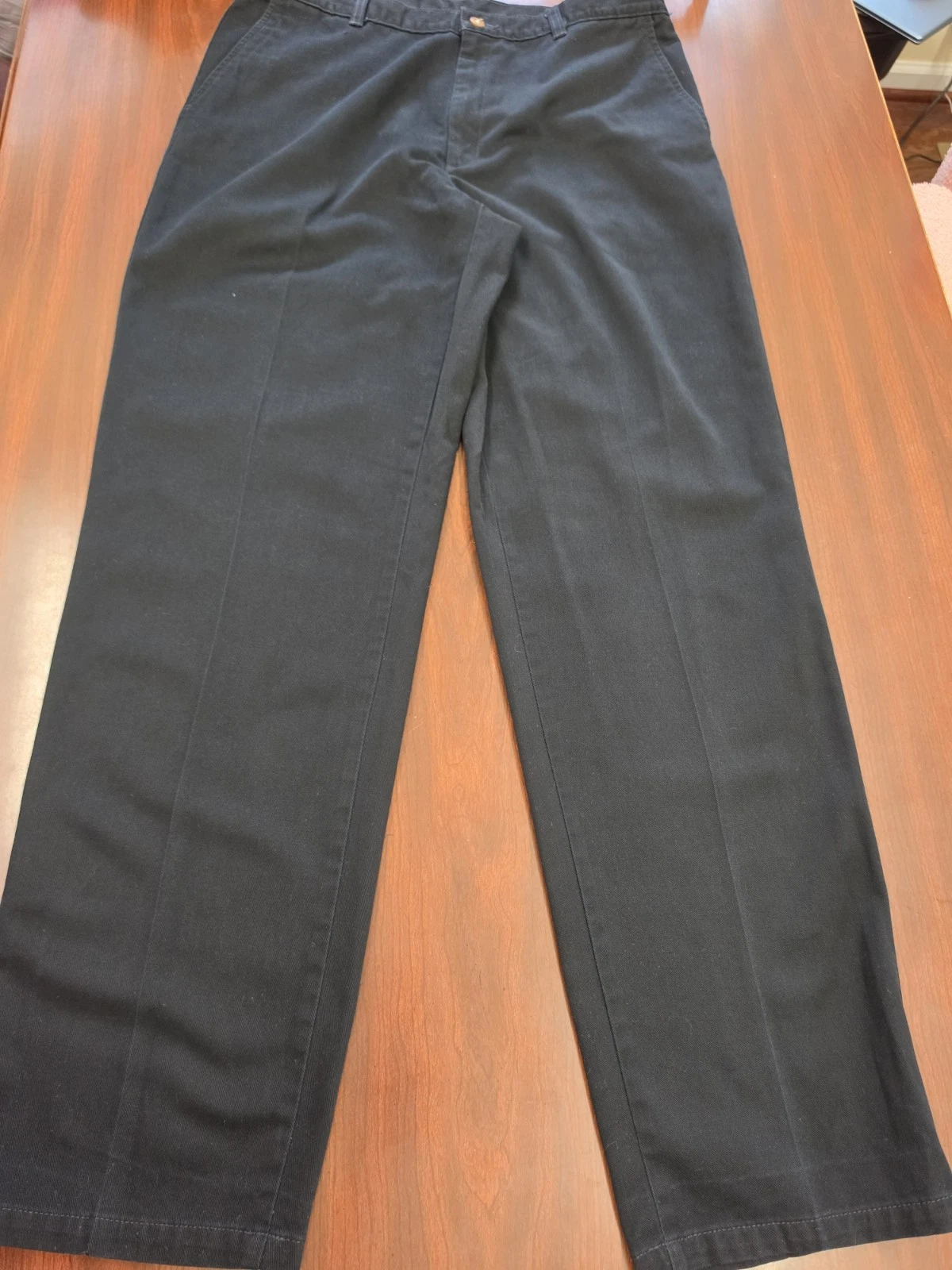 Vintage Farah Khakis Mens Pants 36x34 Black Flat Front Casual Chino Trousers 90s