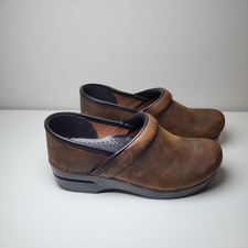 Dansko Professional Antique Brown/Black Leather Clogs Womens 38 US 8