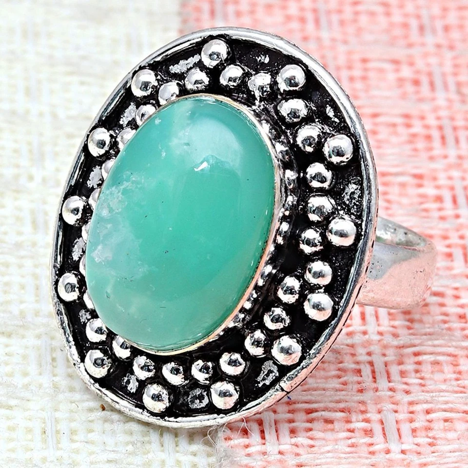 Chrysoprase Gemstone Handmade Silver Jewelry  "7" - Image 3 of 4