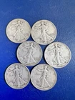 1941-1946-S QTY 6 Liberty Walking Half Dollar 90% Silver San Francisco US Coins