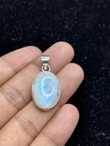 Natural Rainbow Moonstone 925 Sterling Silver Pendant Handmade Jewelry