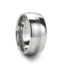 SAN JOSE Domed Tungsten Carbide Wedding Band with Brushed Stripe 10mm