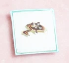 Vintage Yellow Gold Over Sterling Encrusted Diamond Dolphin Ring Size 8