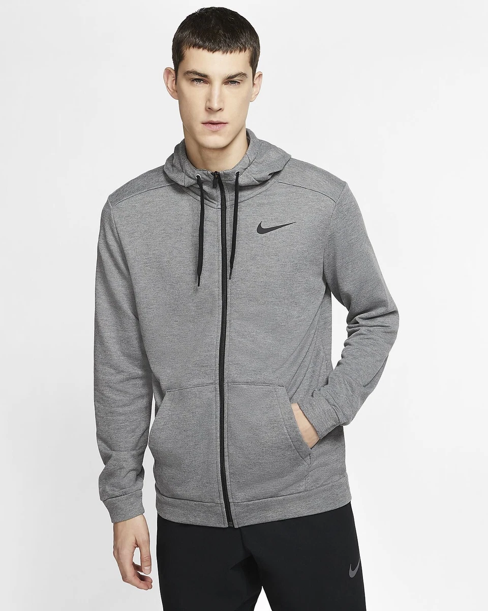 NEW Nike Dri-FIT Full-Zip Training Hoodie Charcoal Heather Gray - Medium | eBay