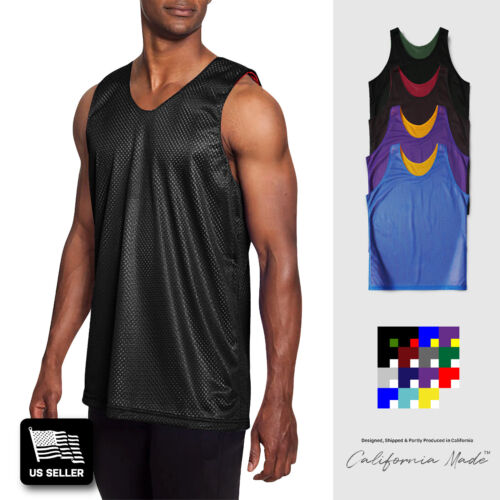 Mens Basketball Jersey Mesh Tank Top Premium Practice Sports Team Reversible - Picture 1 of 46