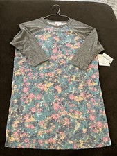 Lularoe Sloan Grey W Ylw Pink Blue 3/4 Sleeves, T Shirt Fabric Size 14K