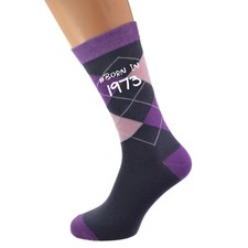 Born in 1973 50th Birthday Purple Diamond Socks UK 5-12