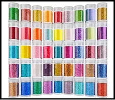 Ultra Fine Glitter 45 Colors Set, Holographic Glitter Powder for Tumblers, Arts 