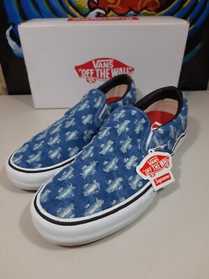 【新品】SUPREME®︎/VANS®︎DENIM SLIP-ON PRO レア Vans Slip-on Pro X Supreme Blue Hole Punch Denim Size 13 | eBay