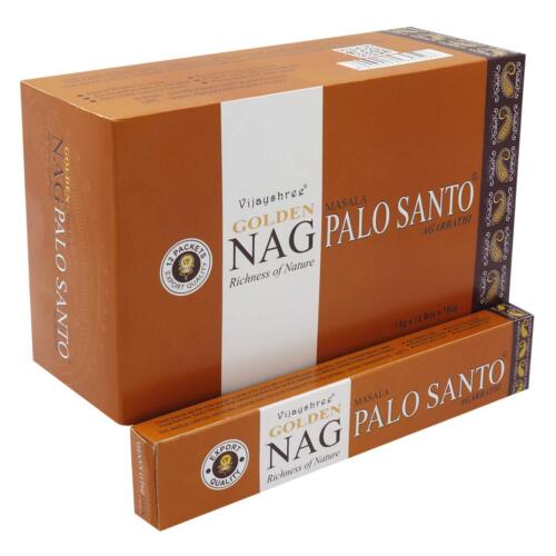 Bâtonnets d'encens de parfum Vijayshree Golden Nag Palo Santo 180 g boîte 12 g chacun - Photo 1/3