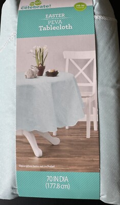 Way To Celebrate Easter Speckled Eggs (pale aqua) 70'' PEVA Vinyl Tablecloth  NEW