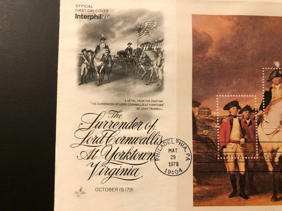 First Day Cover"SURRENDER OF LORD CORNWALLIS" 1976 Sheet of 5 U.S.PostageStamps - Image 4 of 4