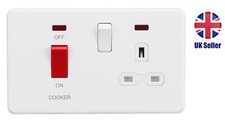 Image of Screwless 45A DP Switch and 13A Switched Socket with Neons - Matt White