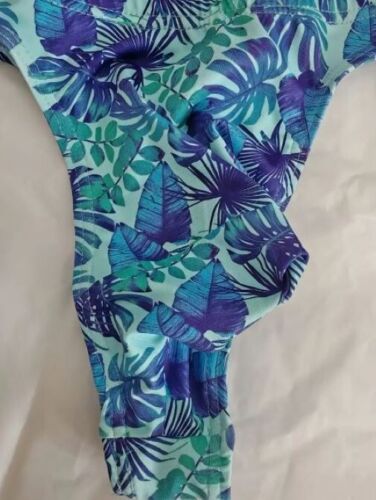 New Men's Sexy Blue Tropical Leaf Low Rise Pouched Swim Thong -Gay Interest