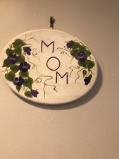 Hand painted Wooden 5 1/2  By 8  Oval Sign With Pansy  s And Mom Painted
