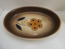 TERRA CERAMICS PAINTED FLOWER AUSTRALIAN POTTERY CASSEROLE BOWL BAKING DISH