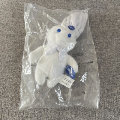 1999 Pillsbury Doughboy 6'' Mini Beanie Bean Bag White Plush Doll Dough Boy 