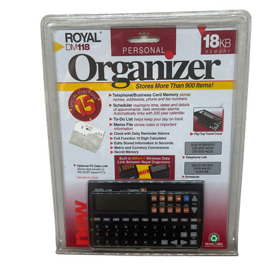 Royal Personal Organizer DM118 18KB Memory 15 Function 900 Item Memory Vtg NEW