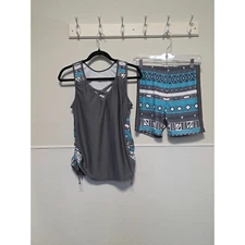 Swimsuit Tankini Set Aztec Print Swim Top & Shorts Two Piece Bathing Suit