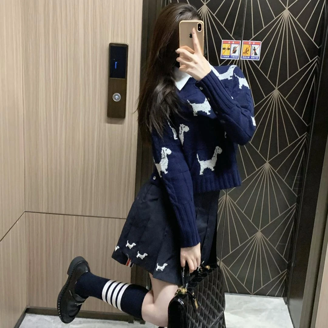 Maglione girocollo donna Thom Browne cucciolo girocollo maglione floreale