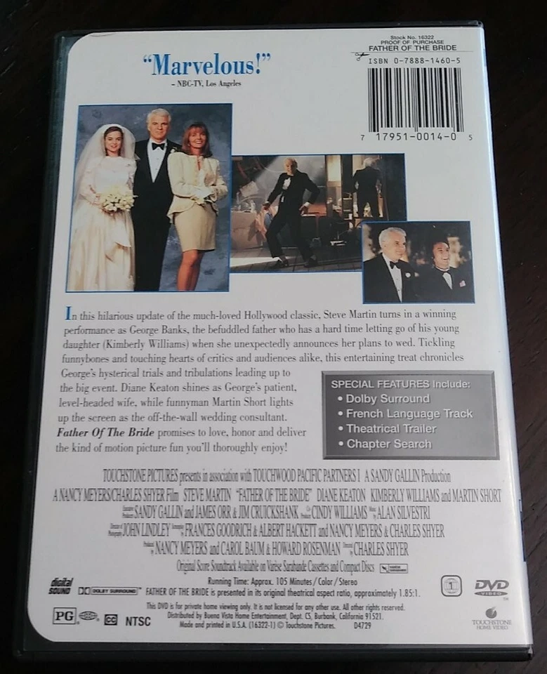 Father of the Bride (1991, DVD) Widescreen Steve Martin USED Fast Shipping Movie Foto 2 de 4