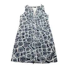Trina Turk Dress Womens 4 Blue White Kindle Mimosa Geometric Print Full Zip READ