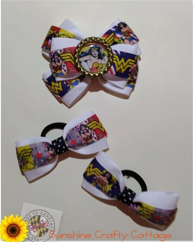 Wonder Woman Inspired Hair Bow Set of 3 - Image 2 of 4