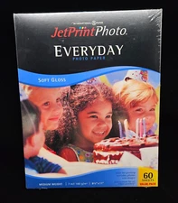 NEW JetPrint Everyday Photo Paper Soft Gloss 60 Sheets Med Weight size 8.5"x 11"